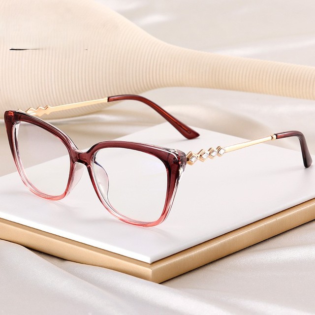 Luxury Designer Vintage Square Reading Glasses Women Acetate Frame Diamond Optical Lenses Crystal Rhinestones Anti-Blue Light