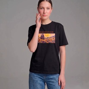 2026 Summer New Women's 100% Cotton Short Sleeve T-Shirt Chic Casual Unique Design <strong>Sunflower</strong> Print Oversized Daily Fashion <strong>Top</strong> - Product Image 2
