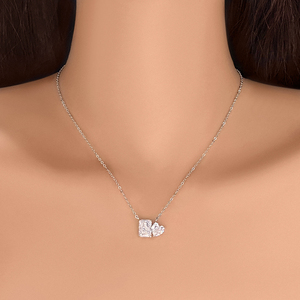 Collar con Colgante de Corazón de Moda para Mujer, Chapado en Rodio con Circonita Cúbica, Ideal para Regalo - Product Image 5