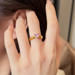 Anello a Cuore in Oro Puro 24K NGTC AU999 con Zircone Rosa Naturale, Gioiello 5D in Oro Duro, <span class=keywords><strong>Regalo</strong></span> Splendido <span class=keywords><strong>di</strong></span> Amore e Amicizia - Product Image 5
