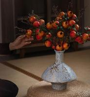 Vase de style zen chinois traditionnel, vase hydroponique en poterie brute fait main