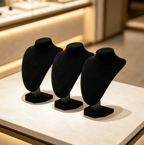 Busto de maniquí de terciopelo negro para exhibición de collares, soporte de modelo de cuello para joyería, para escaparates y mostradores, accesorios de exhibición, hecho en China - Product Image 2