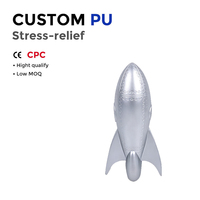 Jouet anti-stress personnalisé en PU argenté en forme de fusée, à remontée lente, jouet sensoriel à presser pour enfants et adultes