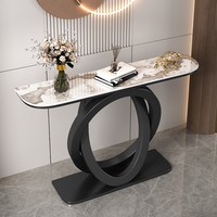 Meubles de luxe d'usine, table d'entrée haute et large, plateau en marbre, tables en métal pour le hall, table console moderne en or pour le salon