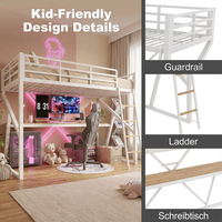 Lit superposé inclinable moderne et durable avec bureau, mobilier scolaire, lit mezzanine pour chambre d'hôtel, vente en gros du fabricant