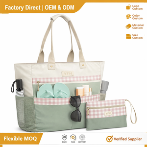 กระเป๋าชายหาดพับได้ขนาดใหญ่ พกพาสะดวก กันน้ำ ปิดด้วยซิป - Product Image 1