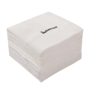 Serviettes en papier jetables douces Qantas Virgin Wood Pulp, 2 plis, 4 volets, imprimées, blanches, pour cocktails - Product Image 2