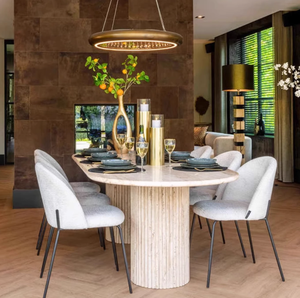 Mesa de Comedor Ovalada de Travertino Natural, Estilo Moderno y Lujoso, Personalizable, Ecológica, Ajustable para 6 Personas, Muebles para Comedor <span class=keywords><strong>JZ</strong></span> - Product Image 3