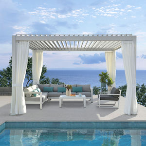 야외 방수 모터식 알루미늄 루버 가제보 수동 파티오 캐노피 퍼골라 차양 야외 가구 현대식 - Product Image 1