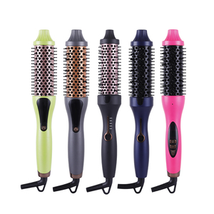 Lidow gốm nhiệt tóc bàn chải LCD hiển thị nhiệt độ hồng ngoại Tourmaline ion uốn sắt Volumizing Bàn chải tóc điện - Product Image 1