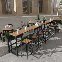 Ensemble de mobilier de restaurant extérieur commercial moderne, table de bar longue en bois plastique et chaise pour salons de thé