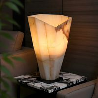 Lampe de table moderne en jade, écologique, LED, en pierre naturelle, design géométrique luxueux, abat-jour multicolore, lumière blanc chaud 2700K, sur batterie