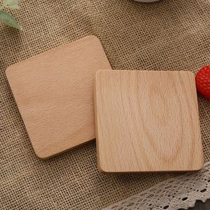 Sous-verre en bois réutilisable moderne pour cérémonie du thé japonaise, tapis de tasse isolant thermiquement en hêtre et noyer, carré 10 cm - Product Image 4