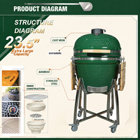 Barbecue Kamado AUPLEX pour l'extérieur, norme américaine, 23 pouces, en céramique, au charbon de bois, polyvalent, style argentin