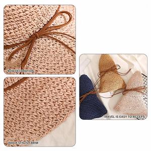 Sombrero de Playa Plegable de Paja Tejida para Verano, Sombrero de Paja de Papel Tejido a Crochet, Elegante y de Moda - Product Image 4