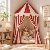 Abri de jeu mural en coton uni rouge et blanc, écologique, toutes saisons, portable, pour maisonnette d'enfants, chambre à coucher