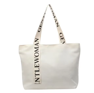 Borsa da Spiaggia Personalizzata di Grande Capacità con Manici in Cotone, Logo Personalizzato, Borsa da Viaggio e Shopping per Donne in Tela - Product Image 1