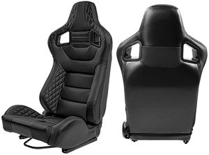 Sièges Baquets de Course Inclinables Jiabeir Recaro en Cuir PVC Noir, Coutures Noires et Dossier en Cuir Carbone - Product Image 3