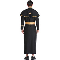 M-XL Halloween Prêtre Costume Costume Mascarade Ball Missionnaire Robe Hommes Performance Robe