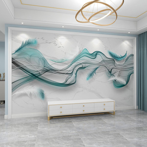 Nouveau moderne minimaliste Tv fond mur papier peint salon canapé chambre papier peint Film télévision mur plume Stickers muraux - Product Image 2