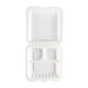 9x9 inch 3 Compartments Plastic Disposable Microwave Lunch Food Containers For Kitchen