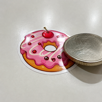 Pack d'autocollants personnalisés Kawaii Donut Sweets Dessert avec vinyle PVC brillant imperméable découpé à l'emporte-pièce pour ordinateur portable, boîte à lunch, carnet, tasse