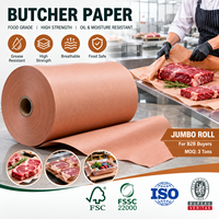 Rouleau de papier boucher biodégradable résistant à l'humidité, 100% pâte de bois vierge, imprimé avec logo personnalisé, pour l'emballage de viande et de produits alimentaires