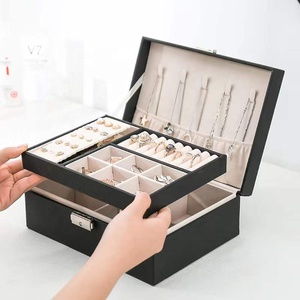 Earring Organizer Holder 2 Stackable Trays Travel Display Case Lockable Jewelry Box Drawer 2 Layers Jewelry Storage Case