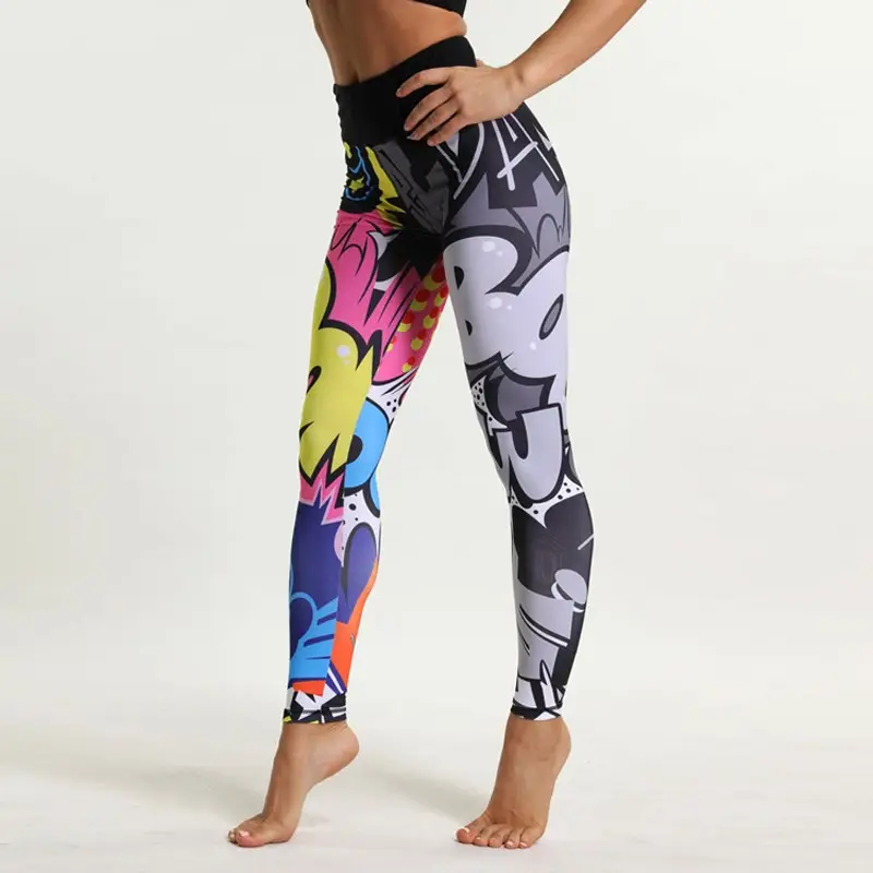 Pantalones de Yoga con estampado 3D de dibujos animados para mujer, mallas deportivas por sublimación, ropa deportiva de talla grande, transpirable, novedad de 2023
