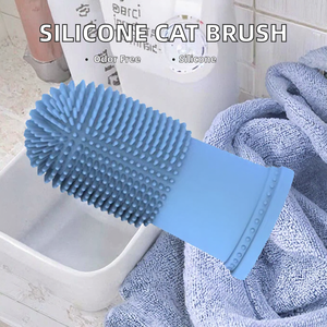 Silicone Finger Sleeve <b>Pet</b> <b>Brush</b> for Dogs Massage Bathing Tool Blue - Product Image 2