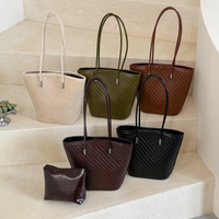 Sac à bandoulière tissé uni pour femme, avec sangle confortable, grande capacité, polyvalent, sac à main à une épaule