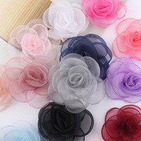 Mode coudre sur des accessoires pour vêtements vêtements chapeaux décoration à la main en mousseline de soie 3D fleur appliques patchs