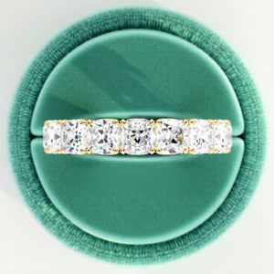 Unique Design 17 Stones E Fancy Color IGI Certified 14K 18K Gold <b>Split</b> Prongs Full Eternity Cushion Lab Grown Diamond <b>Ring</b> - Product Image 4