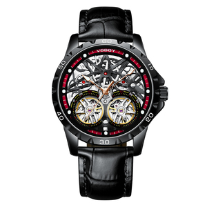 Montre mécanique de luxe de la série <span class=keywords><strong>royale</strong></span> pour hommes d'affaires |   Tourbillon Lumineux |   Bracelet en cuir véritable résistant à l'eau |   Pièce de monnaie à cadran pointeur - Product Image 6