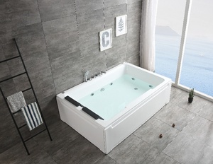 <span class=keywords><strong>Baignoire</strong></span> moderne d'hydrothérapie double pour deux personnes Installation encastrée <span class=keywords><strong>en</strong></span> <span class=keywords><strong>fibre</strong></span> <span class=keywords><strong>de</strong></span> <span class=keywords><strong>verre</strong></span> acrylique blanc Bain à remous Balboa pour amoureux <span class=keywords><strong>de</strong></span> la salle <span class=keywords><strong>de</strong></span> bain d'hôtel - Product Image 1