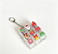 Gantungan Kunci Lucu untuk Dekorasi Natal, Gantungan Kunci Tombol Keyboard, Tekan Klik Keycap, Gantungan Kunci Natal untuk Mengurangi Stres