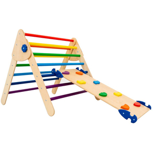 Foldable Wooden Climbing Triangle Ladder for Sliding and Climbing Triangle Climber with Ladder for Toddlers