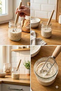 Batteur à farine avec manche en bois, fouet à œufs en acier inoxydable, mélangeur <span class=keywords><strong>manuel</strong></span> pour poudre et crème, ensemble d'outils <span class=keywords><strong>de</strong></span> mélange - Product Image 6