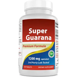 Kosher Energizer Best Naturals Super Guarana 1200 mg 180 Tablets for Natural Caffeine Energetics Sport Energetic Energy Boost