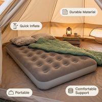 Matelas Gonflable Portable Simple avec Couche Supérieure Floquée, Lit d'Appoint de Camping de Haute Qualité pour Chambre et Hôtel