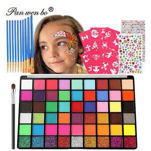 54 couleurs enfants à base d'eau non toxique peinture pour le visage Kits de peinture pour le visage professionnels pour enfants avec 10 pinceaux et pochoirs - Product Image 1