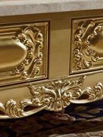 Table basse en bois massif de style européen avec détails sculptés en marbre naturel, meubles de salon, tiroirs C08a