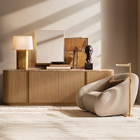 RH MULHOLLAND Console 6 portes en bois massif Buffet moderne Portes verticales Socle large Salle à manger écologique et durable