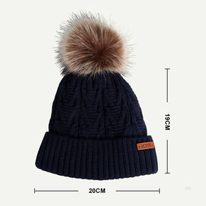 Stylish Custom Warm <strong>Fleece</strong> <strong>Lined</strong> Knitted Soft Ski Cuff Cap with Pom Pom <strong>Bobble</strong> <strong>Hat</strong> for Women - Product Image 5