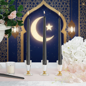Ramadan Midnight Black Paraffin Wax Taper <b>Candle</b> Set Handmade Smokeless for Ramadan Valentine's Day Balcony Decor Lanterns - Product Image 3