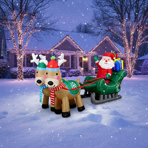 Decorazione Natalizia Gonfiabile da Giardino: Renna che Tira il Carrozzino con Babbo <span class=keywords><strong>Natale</strong></span> che Consegna Scatole Regalo - Product Image 2