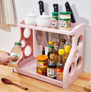 <b>Kitchen</b> Seasoning Double-tier Non-folding Plastic Multifunction Storage Knife <b>Rack</b> Spices Containers - Product Image 3
