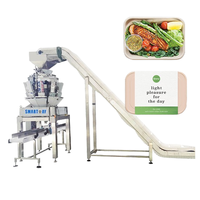 Machine d'emballage automatique de barquettes à salade avec système de remplissage par peseuse multi-têtes