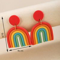 Boucles d'oreilles pendantes arc-en-ciel en pâte polymère faites à la main, style bohème tendance, pour femme, cadeau idéal pour les vacances d'été à la plage