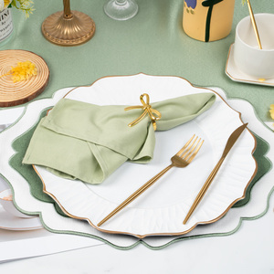 Classic Eco-Friendly Green <strong>Table</strong> Decoration <strong>Set</strong> with Polyester <strong>Placemats</strong> <strong>Table</strong> <strong>Runner</strong> Bow Napkin Rings - Product Image 5
